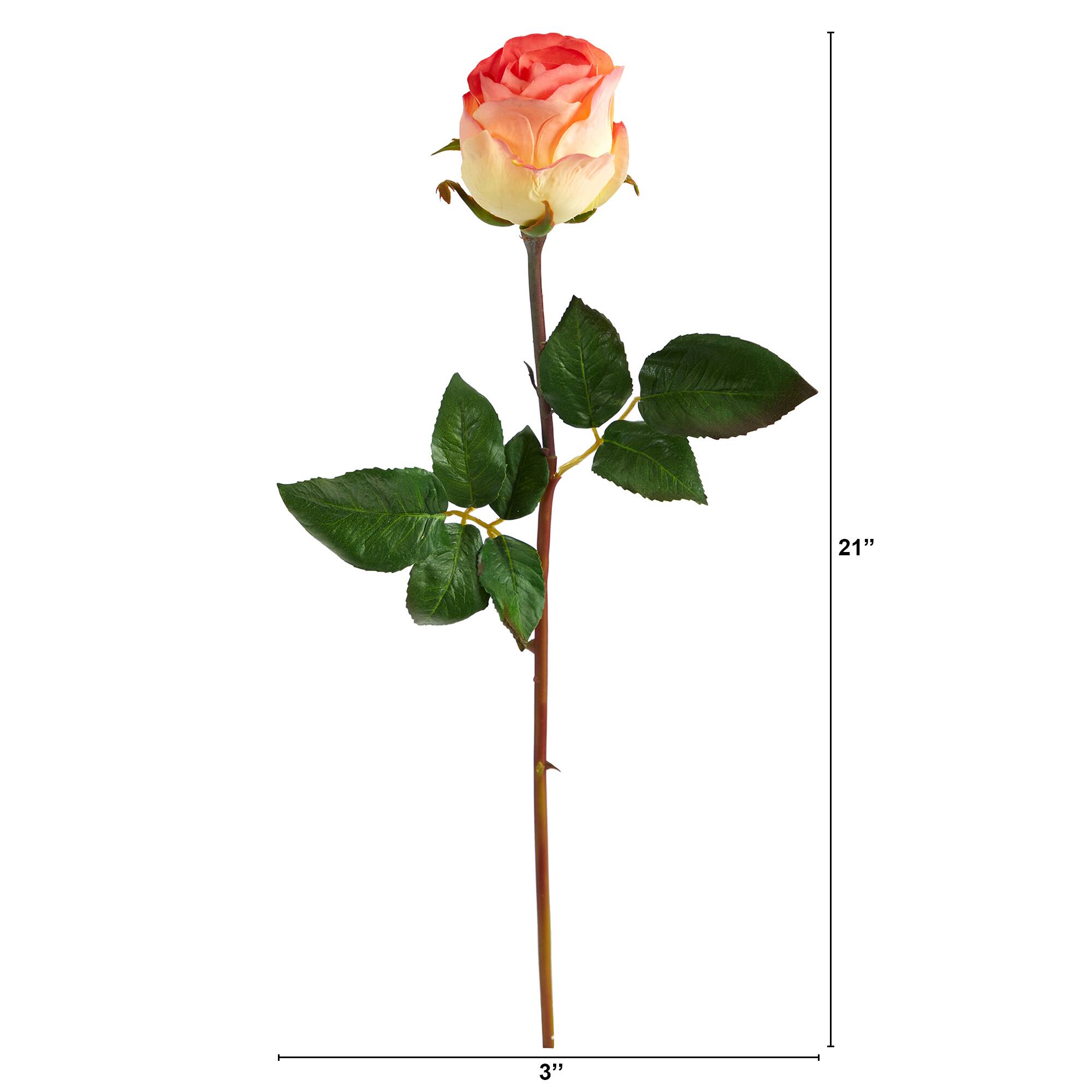 Peach Rose Bud Stem, 6ct.